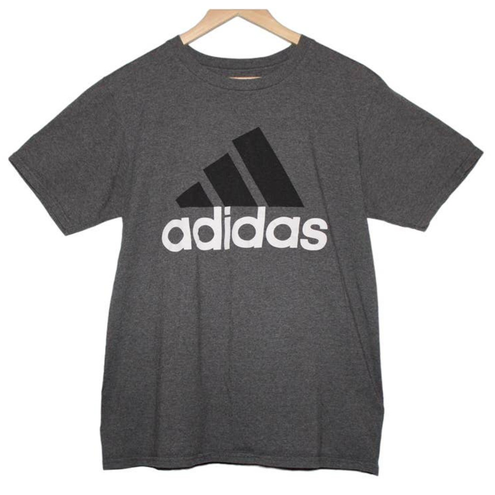 Men's Adidas Go-To Tee Gray Black White Short Sleeve Graphic Shirt Size Medium M